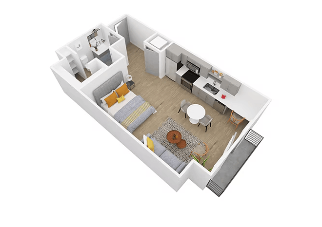 Floor plan for studio, 1 bath, 545 sqft